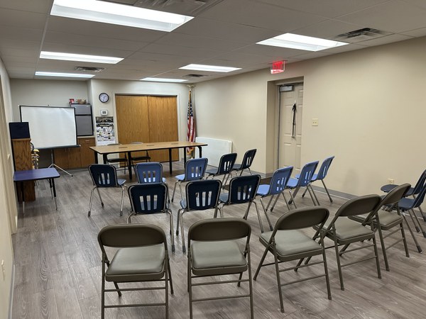 Meeting room set up for a presentation. Meeting room set up for a presentation.